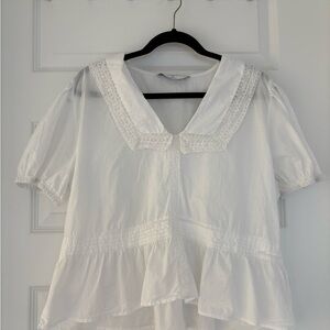 Primark White Blouse with Lace Trim